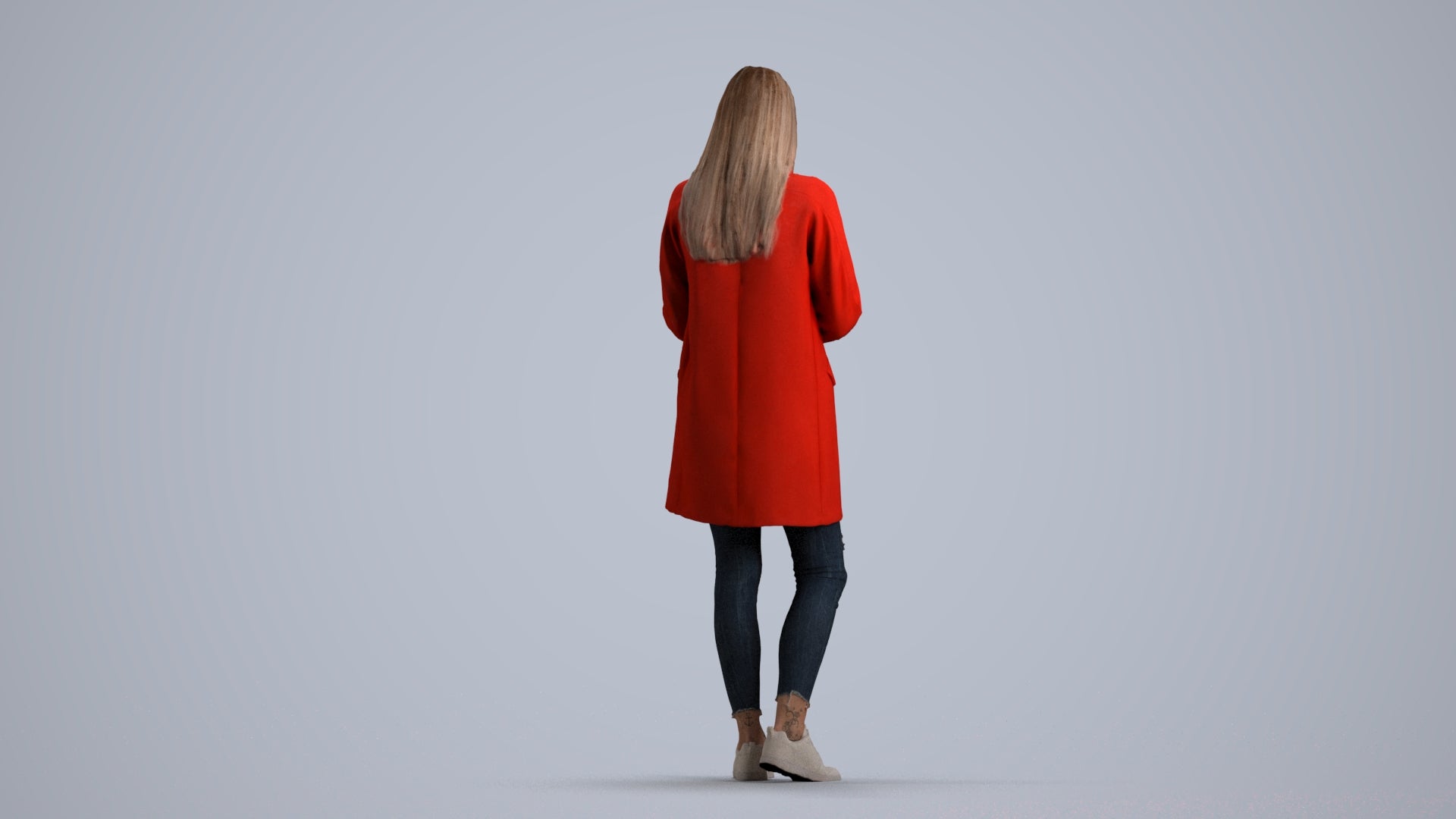 photogrammetry 3D woman casual standing, realistic human model archviz FBX, front view render