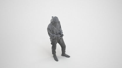 realistic 3D woman casual standing, scanned archviz people for Blender and 3ds Max, wireframe three-quarter view