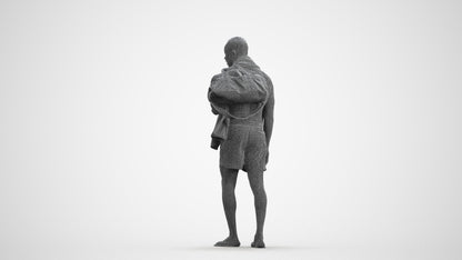 realistic 3D human man pool, archviz people FBX OBJ for Blender, wireframe front view