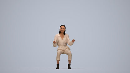 3D scanned woman sitting casual, photorealistic archviz people for Enscape and SketchUp, top-down view render