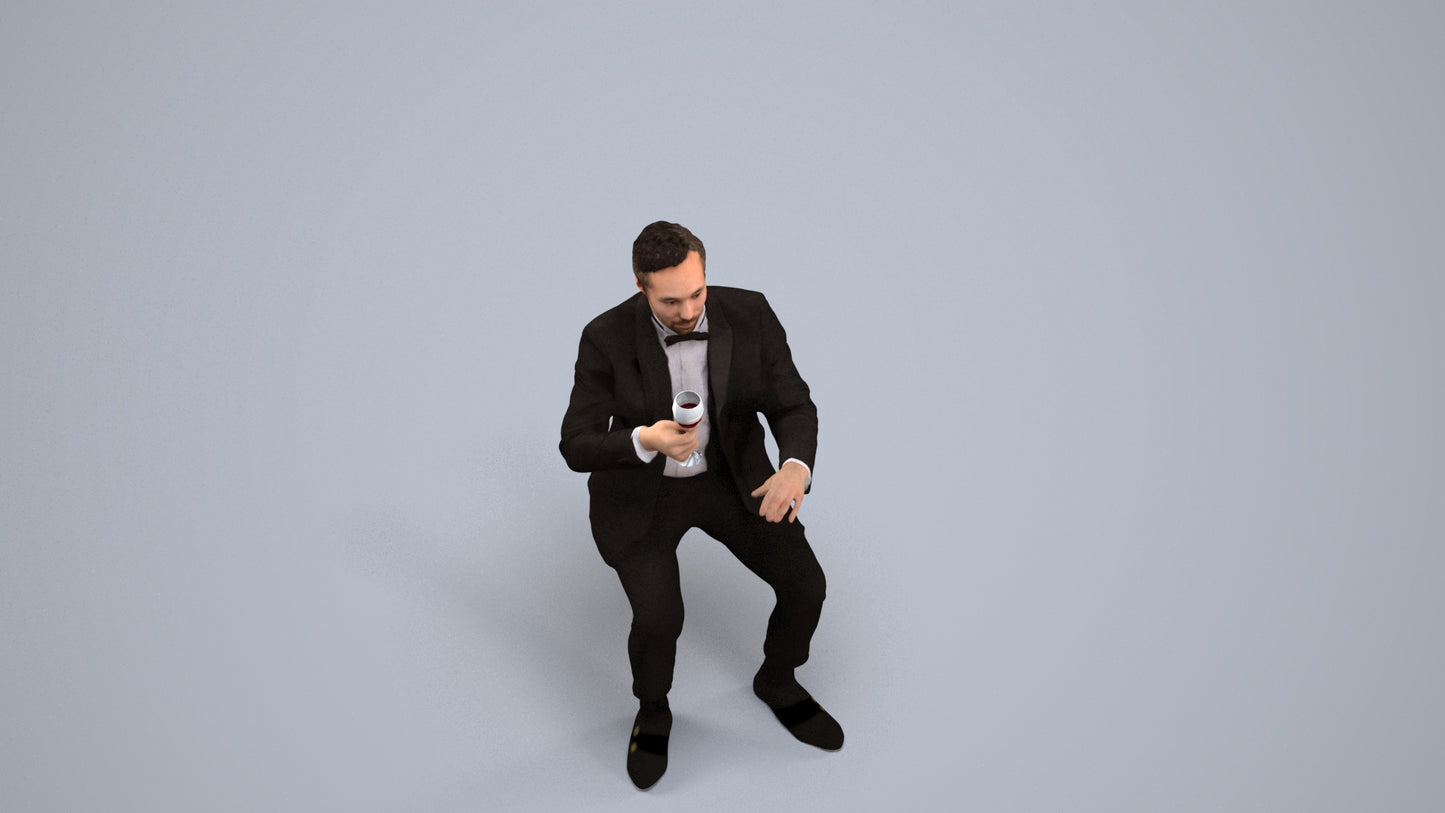 realistic 3D human man formal formalaffairs, archviz people FBX OBJ for Blender, back view render