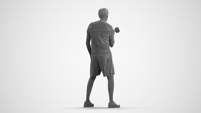 photogrammetry 3D man sport, realistic human model archviz FBX, wireframe front view