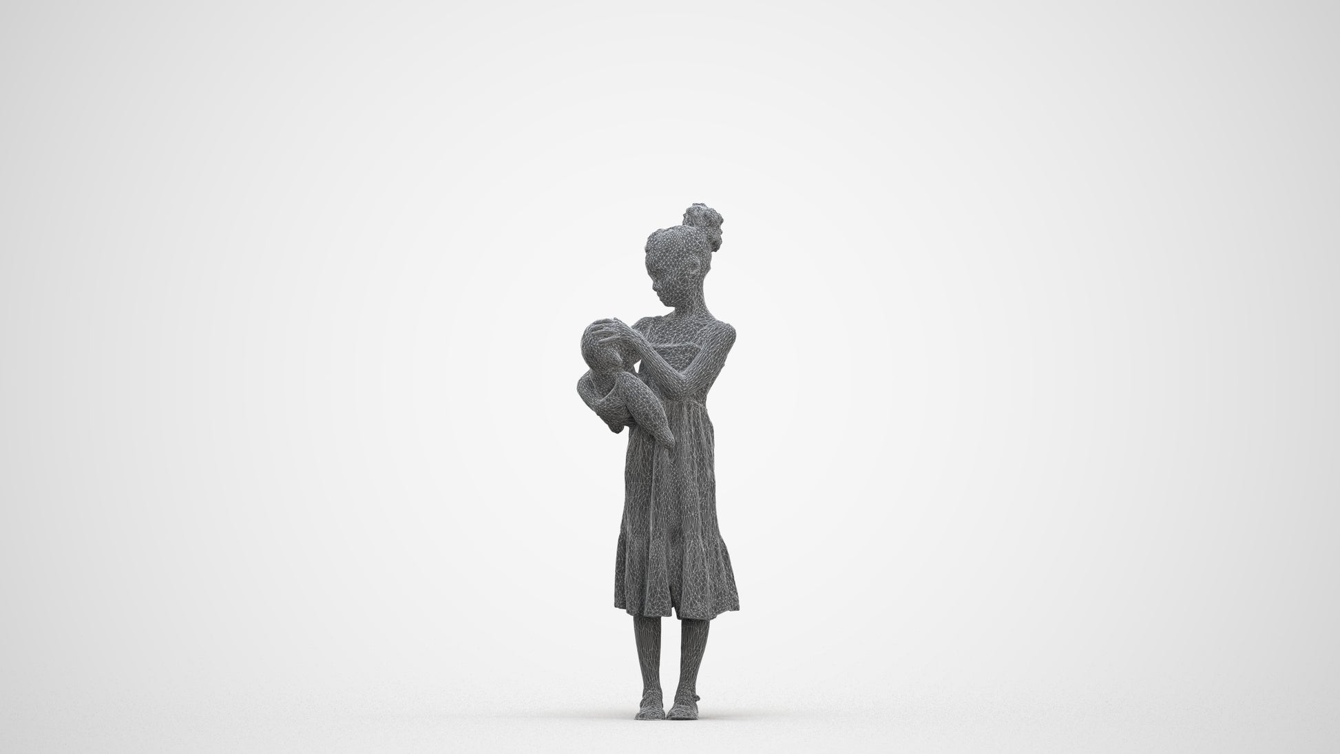 realistic 3D girl casual kids, scanned archviz people for Blender and 3ds Max, three-quarter front view render