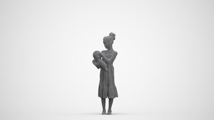 realistic 3D girl casual kids, scanned archviz people for Blender and 3ds Max, three-quarter front view render