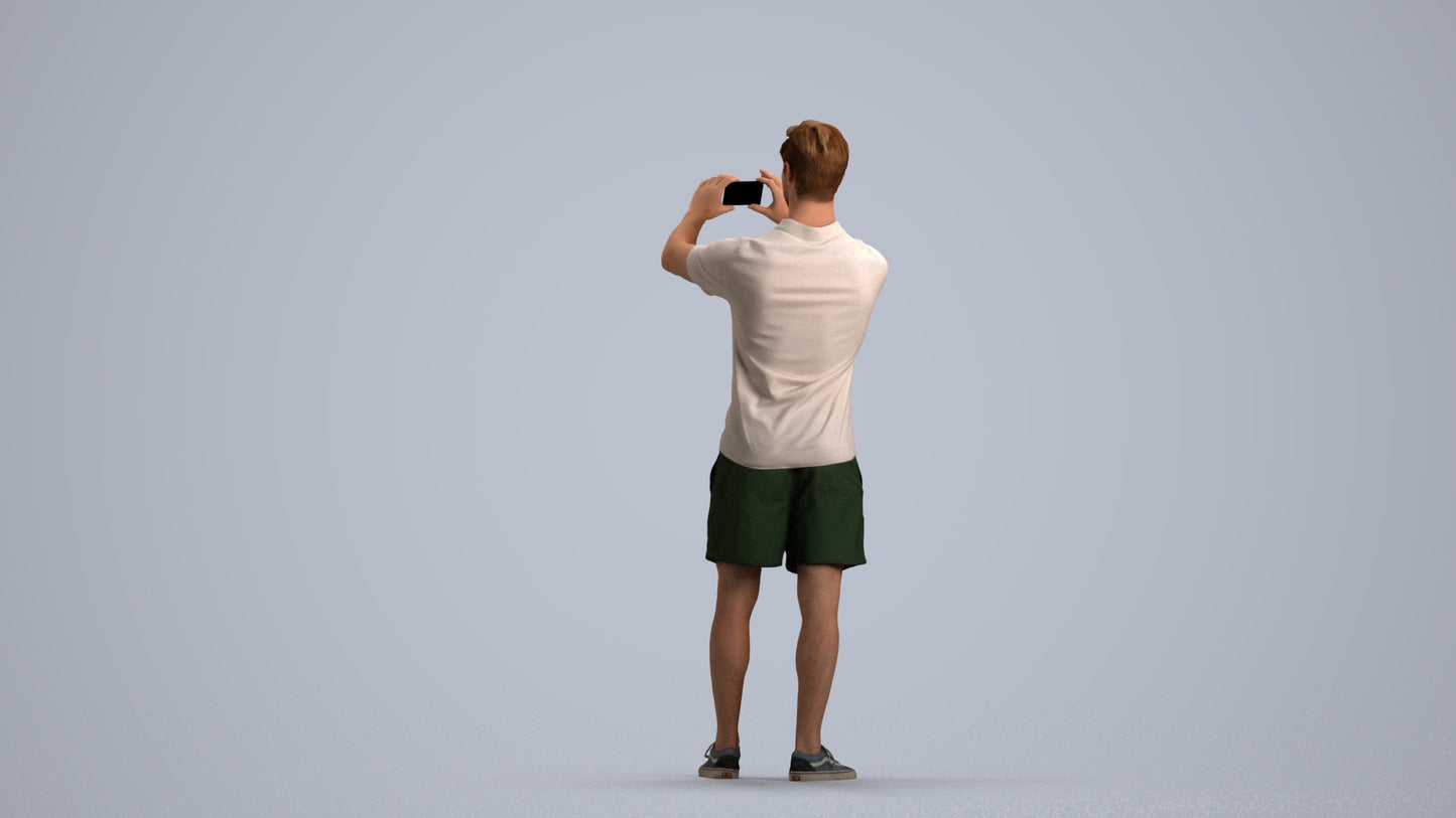 realistic 3D people man casual standing, render-ready for V-Ray and Corona, FBX OBJ, front view render