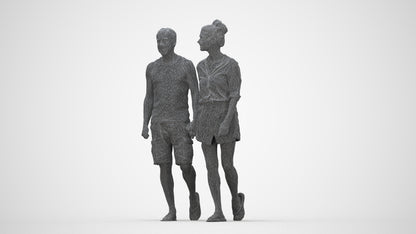 scanned 3D woman casual couple, photogrammetry people for Enscape and V-Ray, wireframe back view