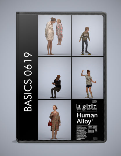photogrammetry 3D people kids collection, 5 realistic human models archviz FBX