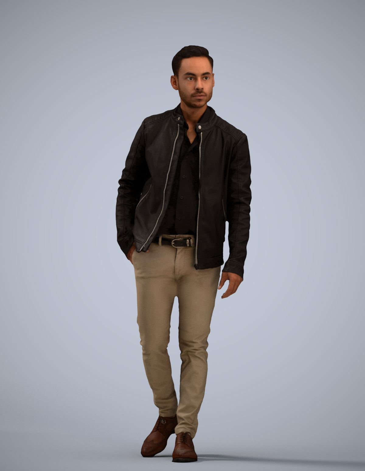 3D scanned man walking business, photorealistic archviz people for Enscape and SketchUp