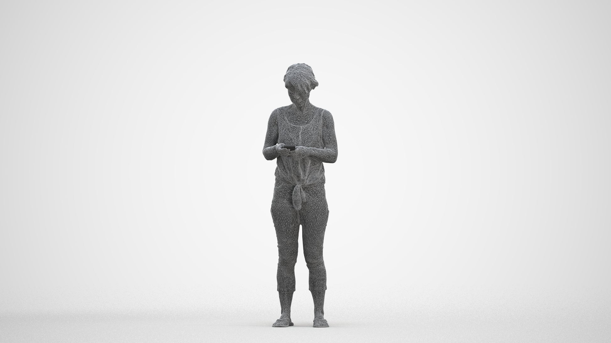 scanned 3D senior woman standing, photogrammetry people for Enscape and V-Ray, three-quarter front view render