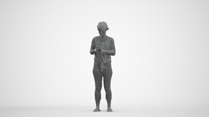 scanned 3D senior woman standing, photogrammetry people for Enscape and V-Ray, three-quarter front view render
