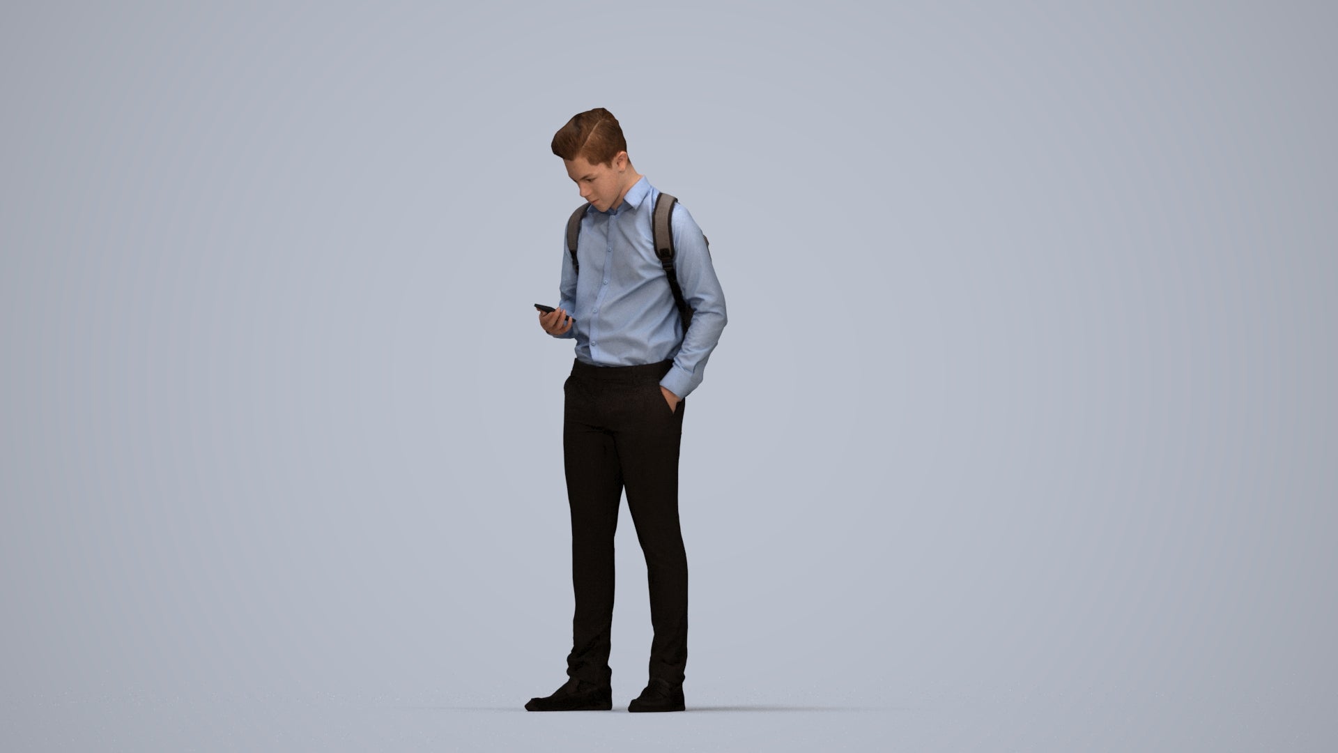 3D people model boy kids, scanned human for 3ds Max rendering, top-down view render