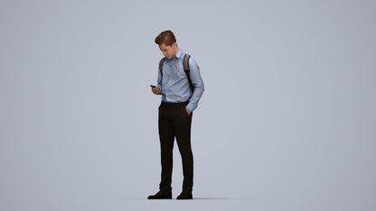 3D people model boy kids, scanned human for 3ds Max rendering, top-down view render