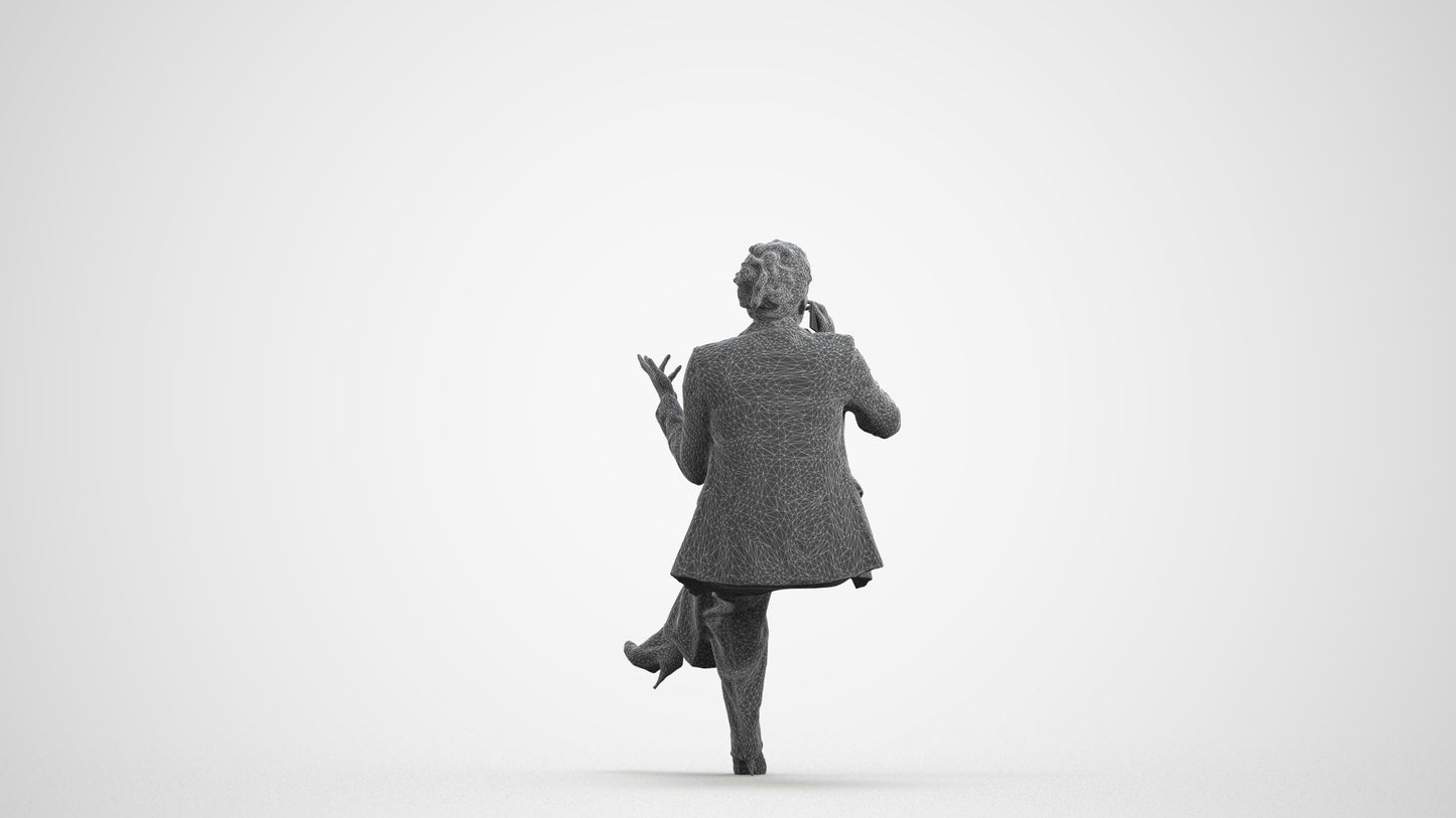 3D scanned woman business, photorealistic archviz people for Enscape and SketchUp, wireframe front view