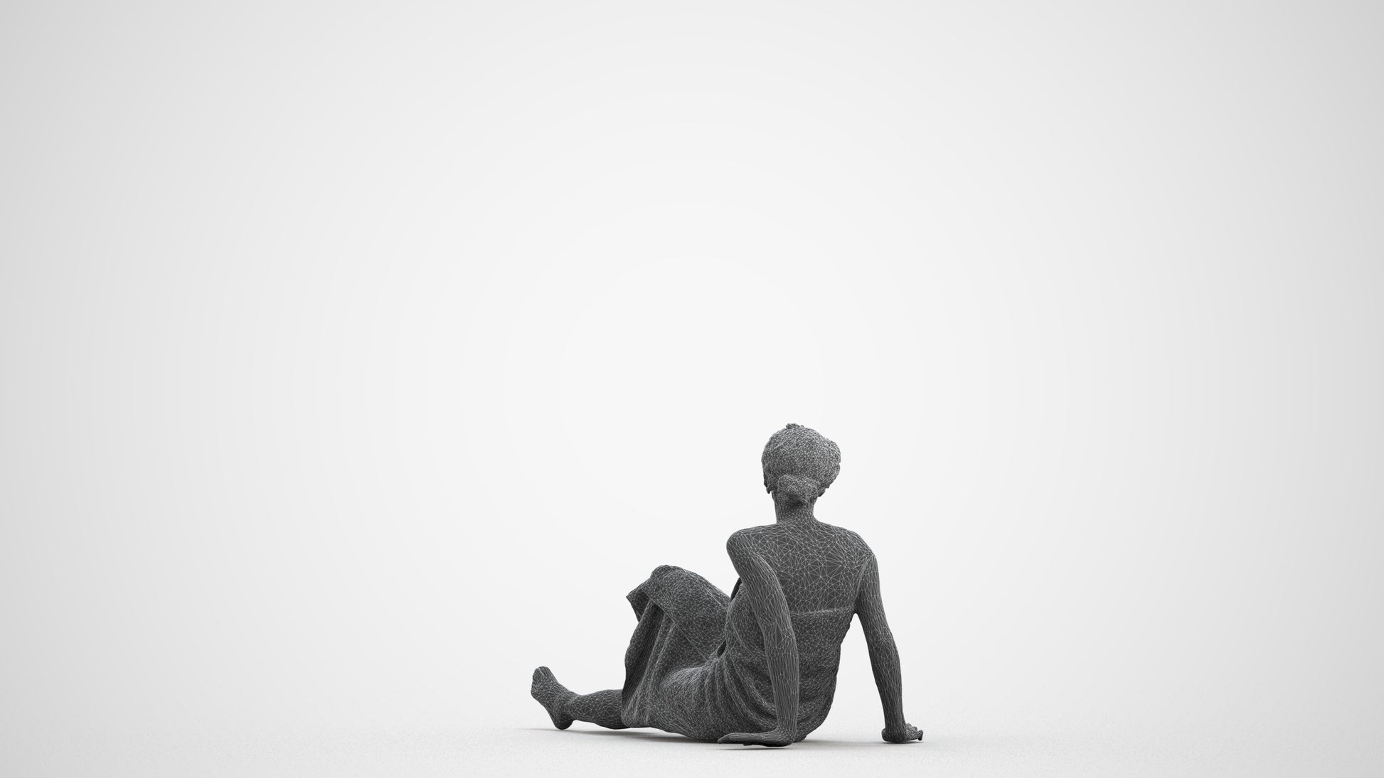 realistic 3D woman bathroom, scanned archviz people for Blender and 3ds Max, wireframe front view