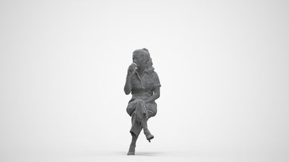 3D scanned woman sitting formal, photorealistic archviz people for Enscape and SketchUp, three-quarter front view render