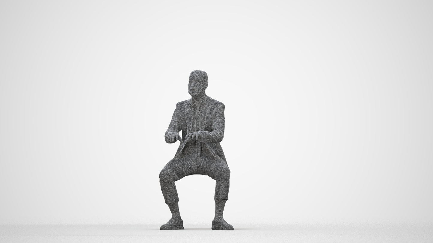 3D human model man business, photogrammetry scanned person for archviz, wireframe back view
