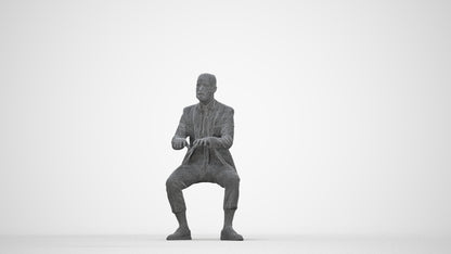 3D human model man business, photogrammetry scanned person for archviz, wireframe back view