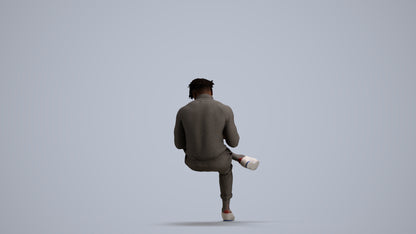 realistic 3D human man casual sitting, archviz people FBX OBJ for Blender, front view render