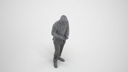 3D people model man business, scanned human for 3ds Max rendering, wireframe three-quarter view