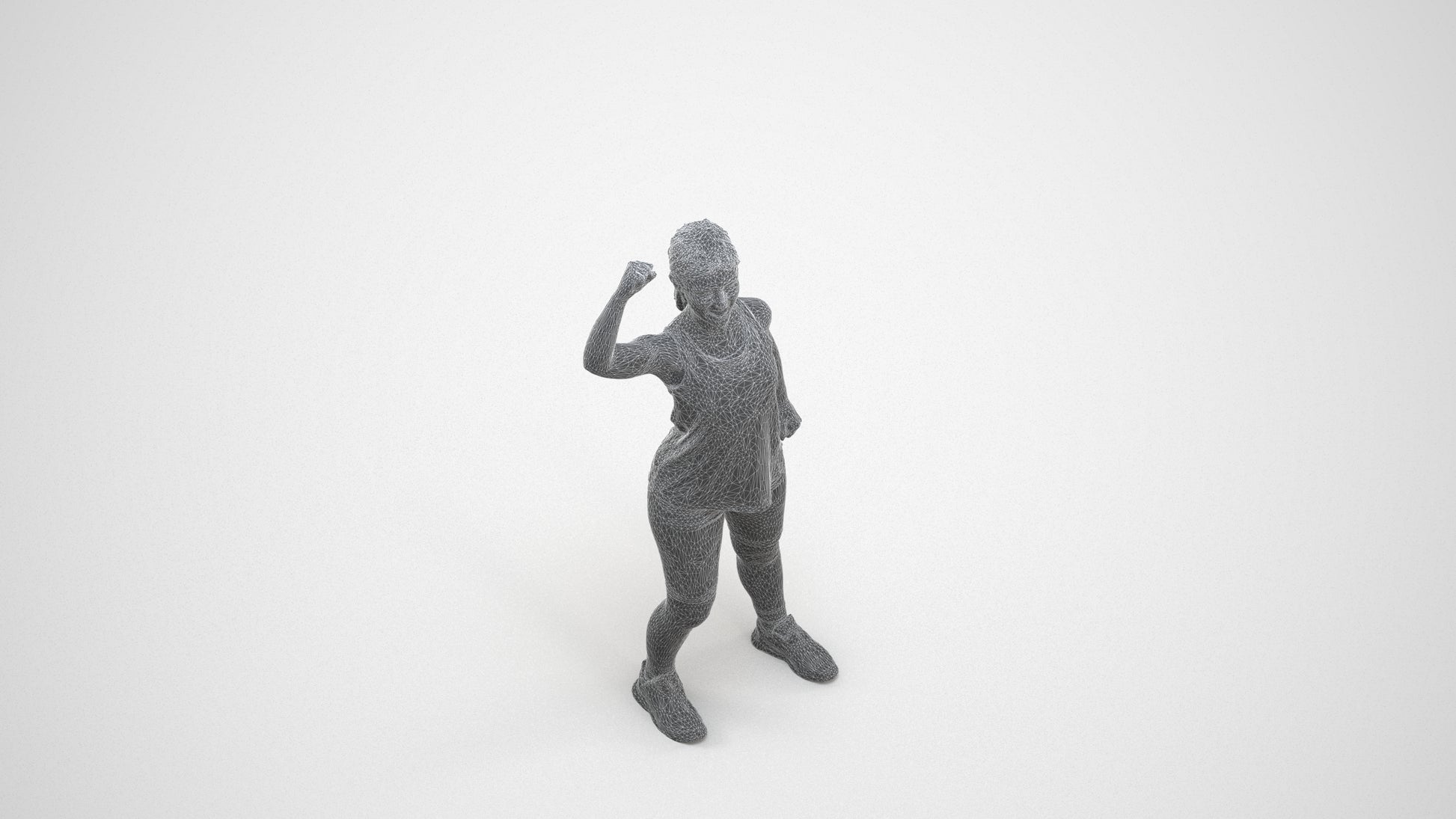 3D scanned girl sport, photorealistic archviz people for Enscape and SketchUp, wireframe three-quarter view
