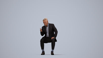 3D scanned senior man business, photorealistic archviz people for Enscape and SketchUp, top-down view render