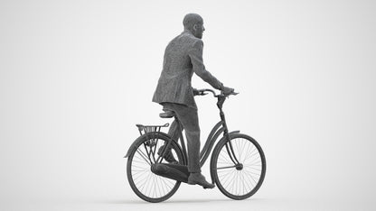 3D people model man business cycling, scanned human for 3ds Max rendering, wireframe side view