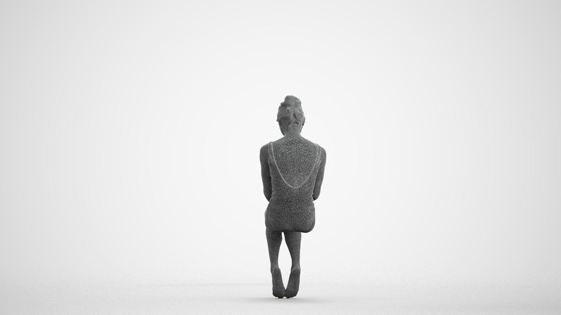 realistic 3D human woman casual pool, archviz people FBX OBJ for Blender, wireframe front view