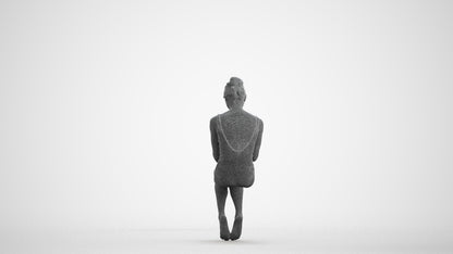 realistic 3D human woman casual pool, archviz people FBX OBJ for Blender, wireframe front view