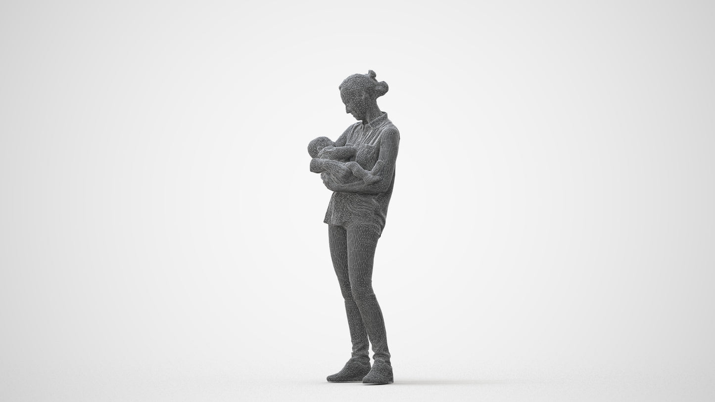 realistic 3D girl casual kids, scanned archviz people for Blender and 3ds Max, square thumbnail