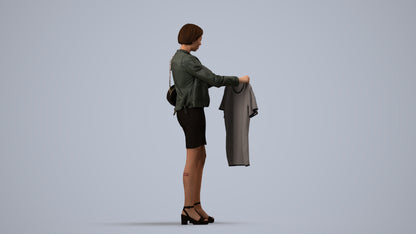 realistic 3D people woman casual mix, render-ready for V-Ray and Corona, FBX OBJ, side view render