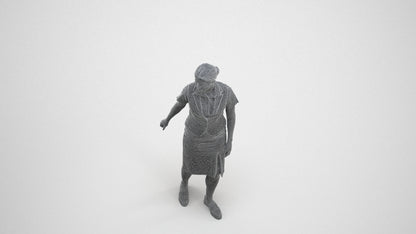 realistic 3D people woman hospitality, render-ready for V-Ray and Corona, FBX OBJ, wireframe three-quarter view