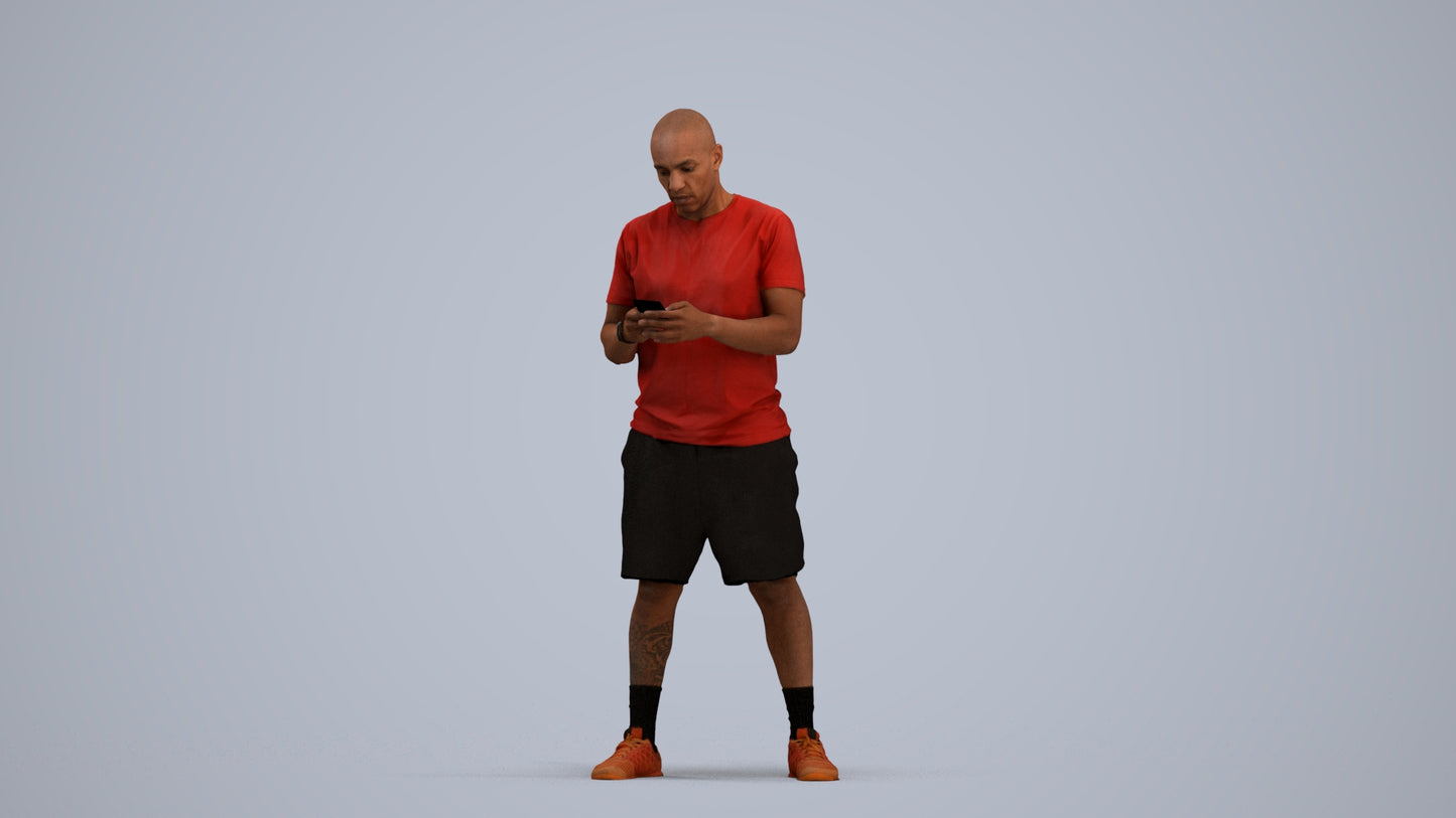 realistic 3D human man sport, archviz people FBX OBJ for Blender, standing pose render