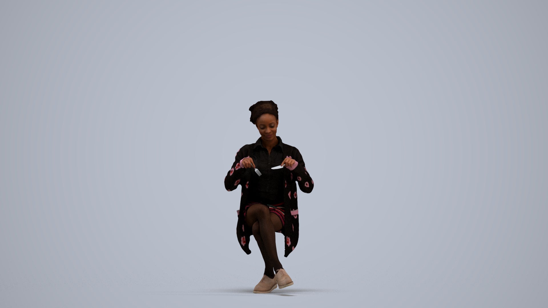 photogrammetry 3D woman casual sitting, realistic human model archviz FBX, standing pose render