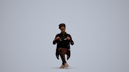 photogrammetry 3D woman casual sitting, realistic human model archviz FBX, standing pose render