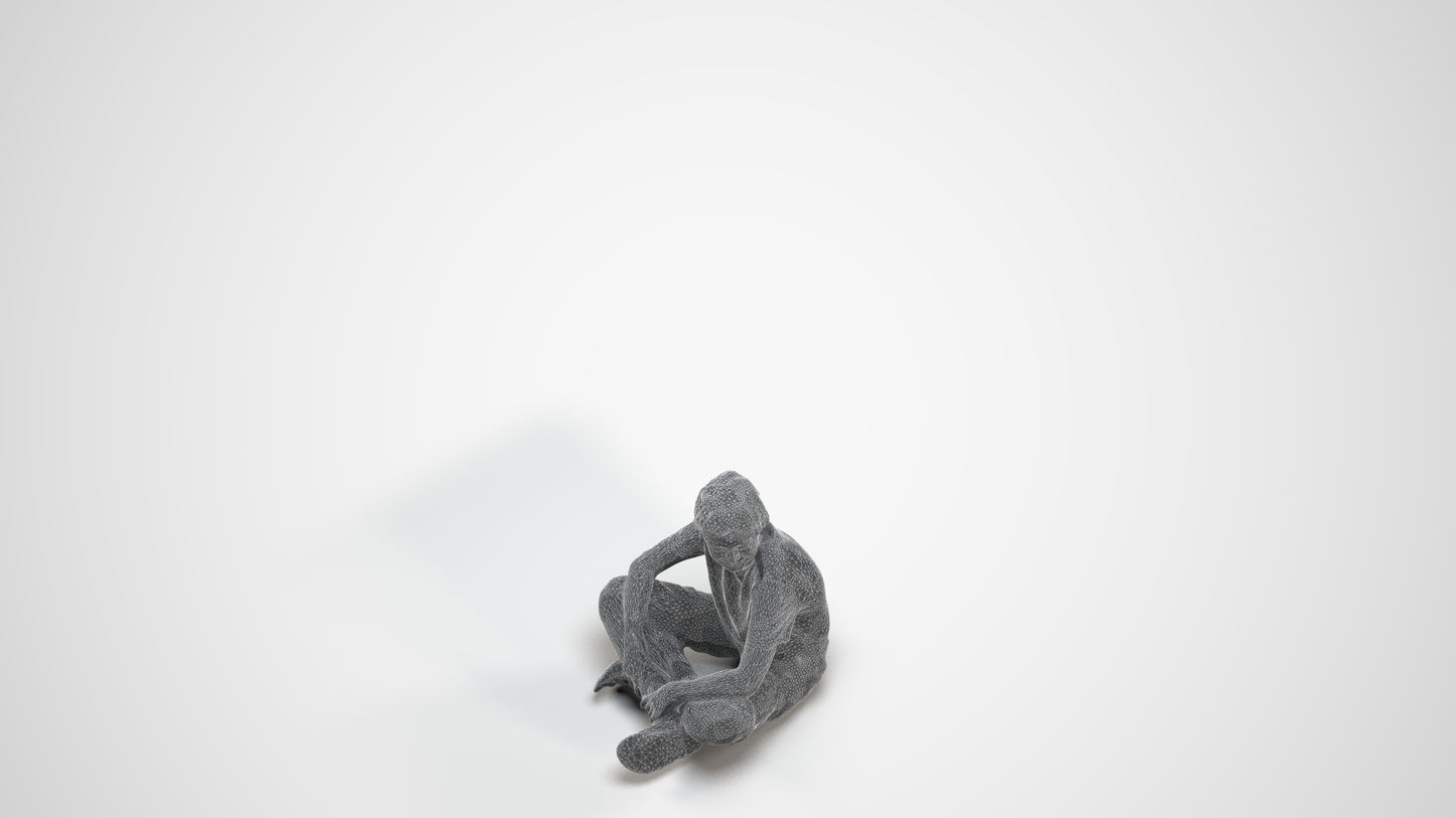3D human model boy casual kids, photogrammetry scanned person for archviz, wireframe three-quarter view