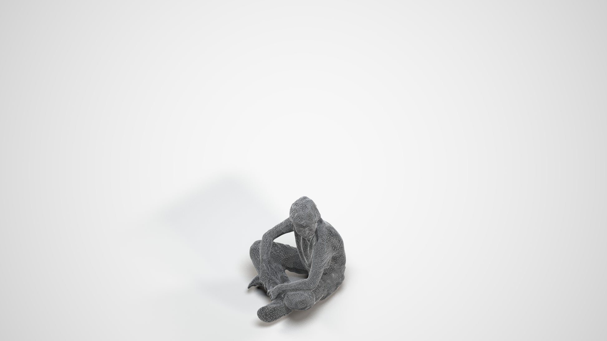 3D human model boy casual kids, photogrammetry scanned person for archviz, wireframe three-quarter view