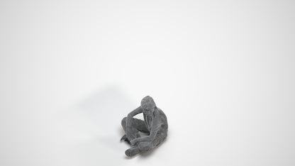 3D human model boy casual kids, photogrammetry scanned person for archviz, wireframe three-quarter view
