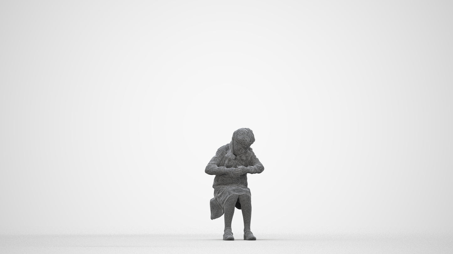 realistic 3D woman kids, scanned archviz people for Blender and 3ds Max, wireframe back view