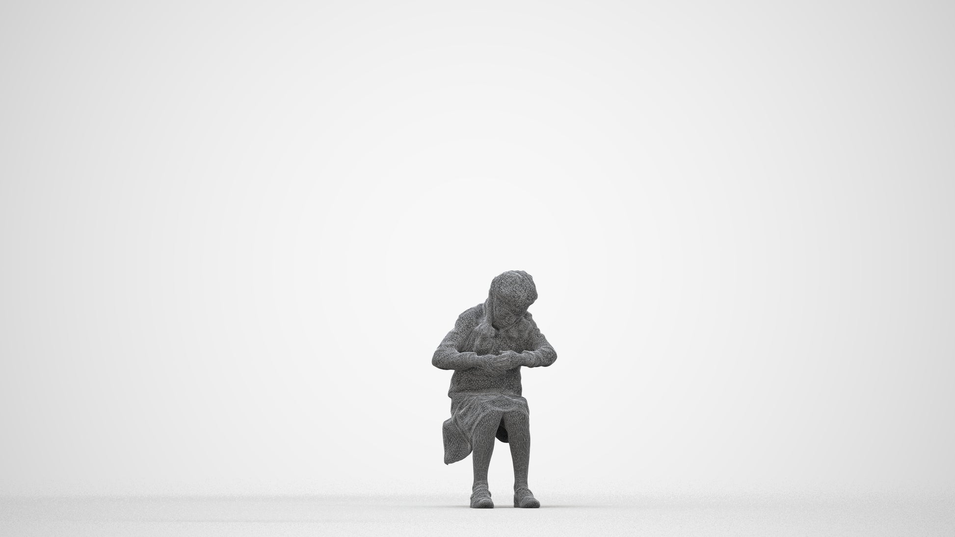 realistic 3D woman kids, scanned archviz people for Blender and 3ds Max, wireframe back view