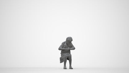 realistic 3D woman kids, scanned archviz people for Blender and 3ds Max, wireframe back view