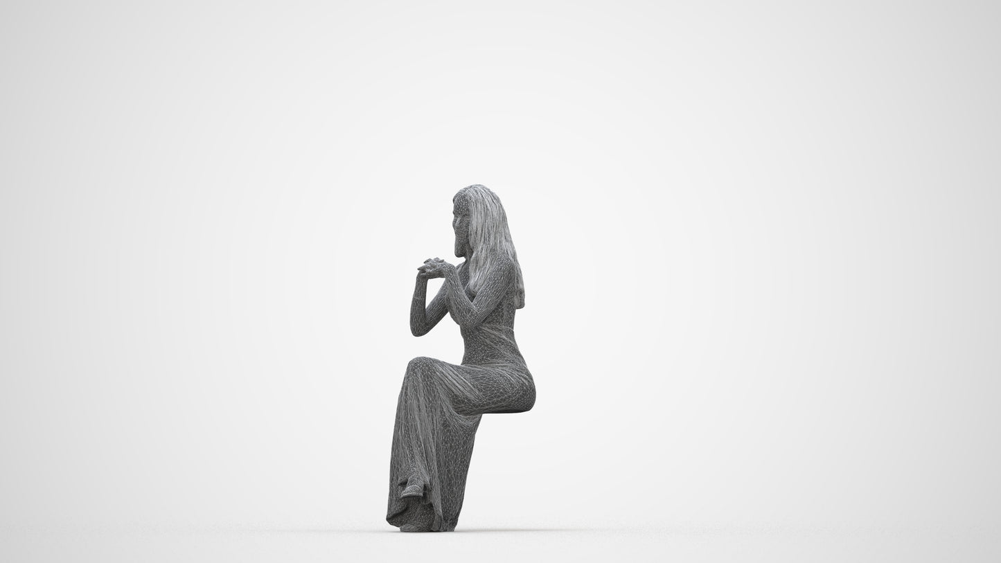scanned 3D woman business formal, photogrammetry people for Enscape and V-Ray, wireframe back view