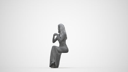 scanned 3D woman business formal, photogrammetry people for Enscape and V-Ray, wireframe back view