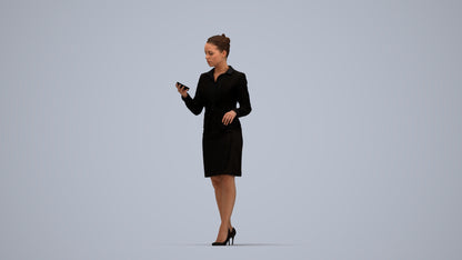 realistic 3D people woman business standing, render-ready for V-Ray and Corona, FBX OBJ, top-down view render