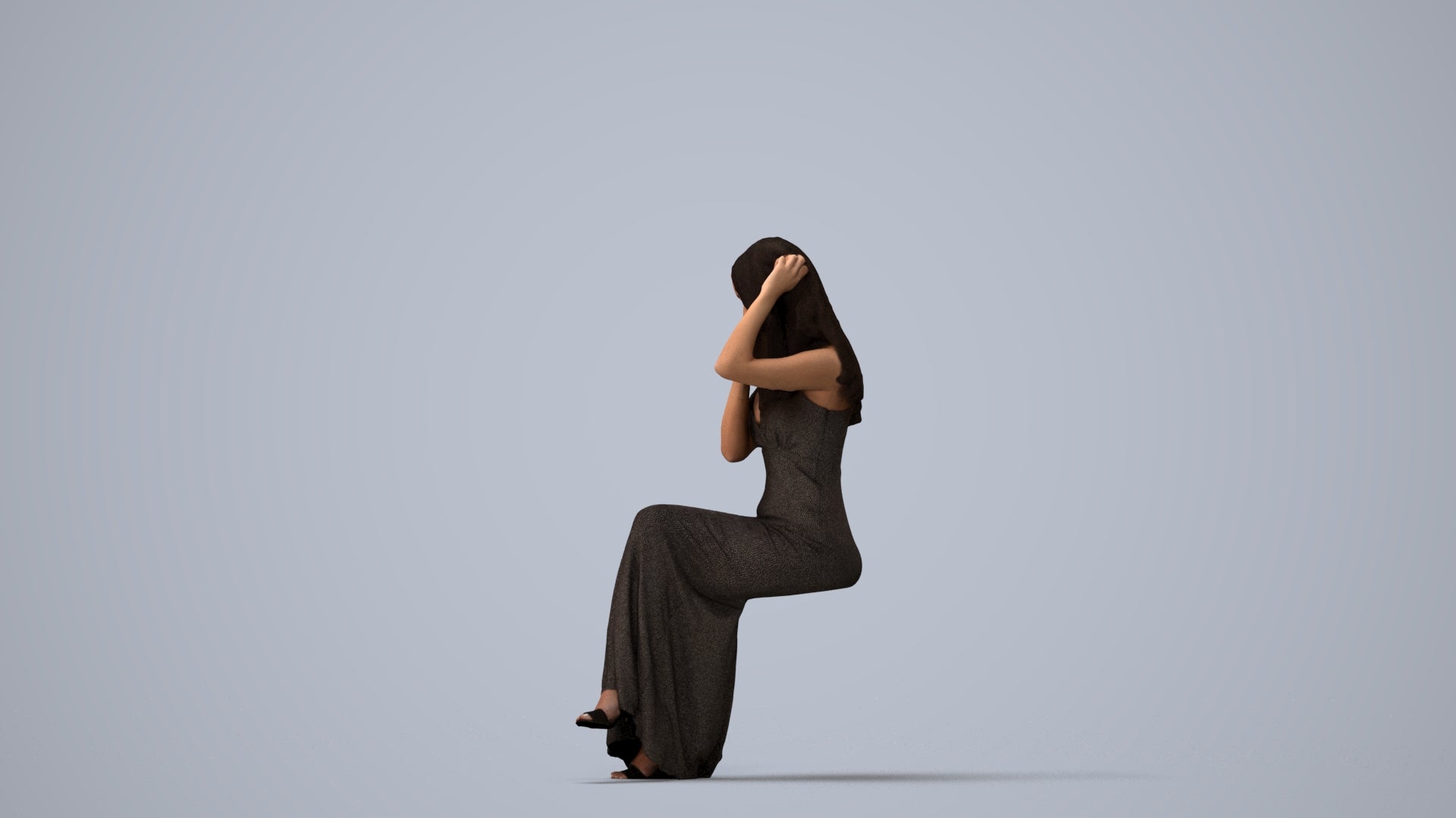 3D scanned woman formalaffairs formal, photorealistic archviz people for Enscape and SketchUp, three-quarter view render