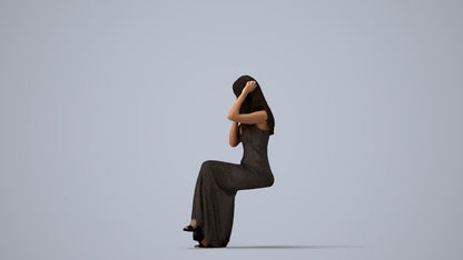 3D scanned woman formalaffairs formal, photorealistic archviz people for Enscape and SketchUp, three-quarter view render