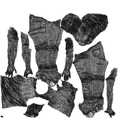 scanned 3D woman casual standing, photogrammetry people for Enscape and V-Ray, wireframe top-down view