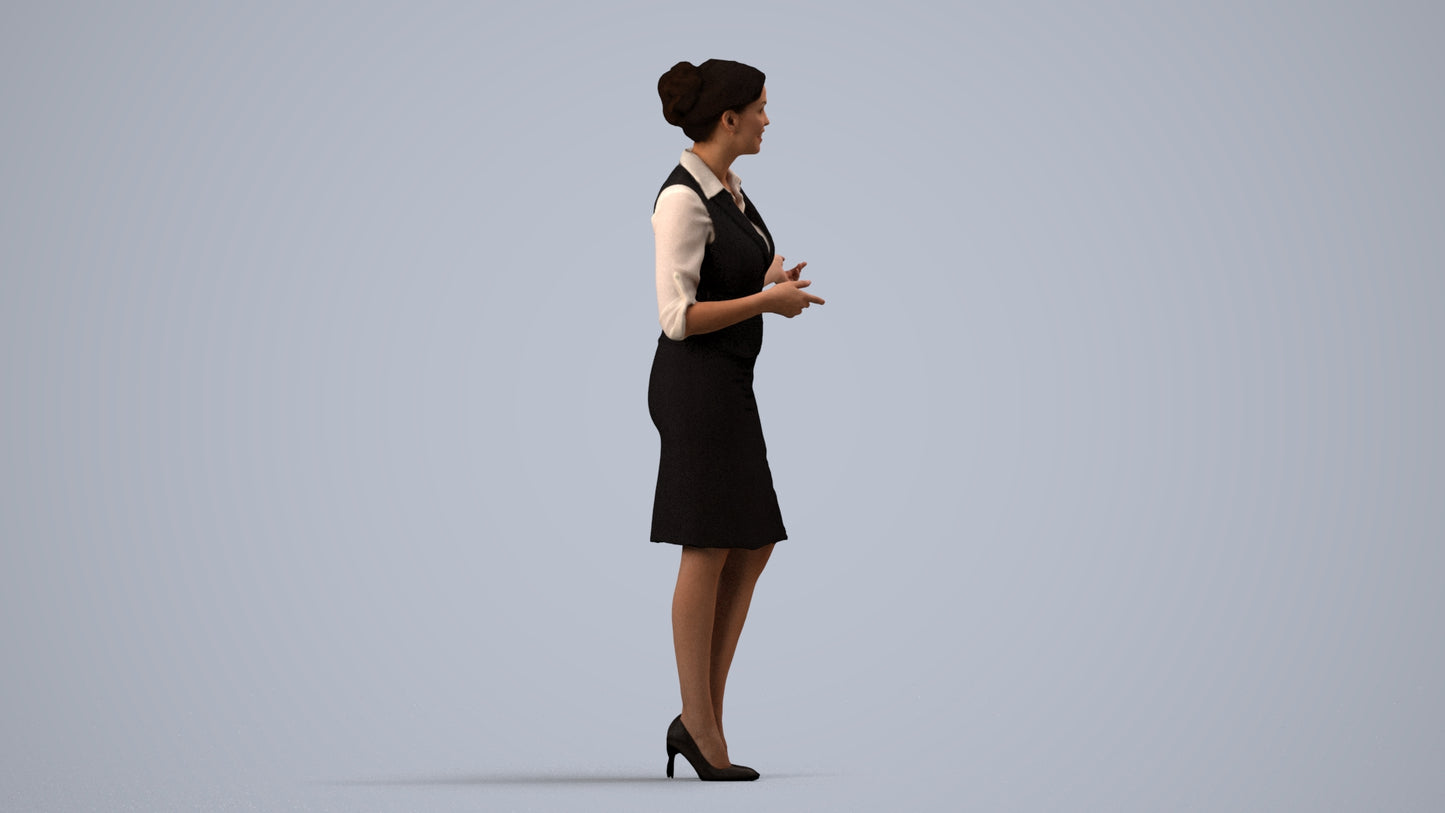 3D people model woman mix, scanned human for 3ds Max rendering, side view render