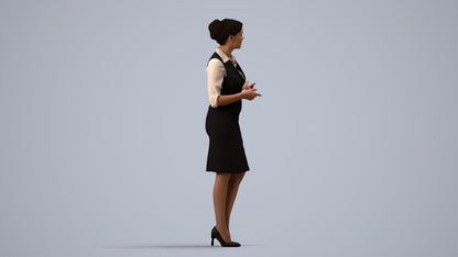 3D people model woman mix, scanned human for 3ds Max rendering, side view render