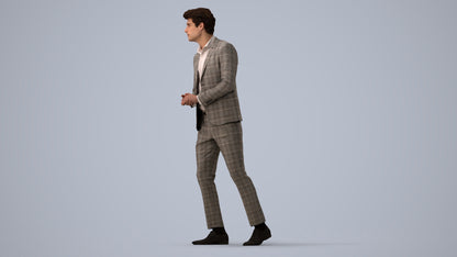 photogrammetry 3D man business, realistic human model archviz FBX, three-quarter view render
