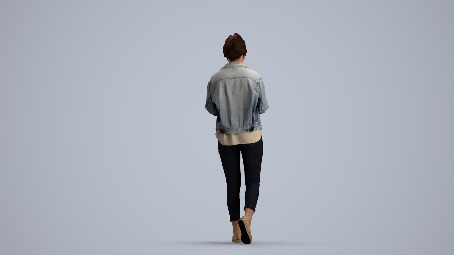 realistic 3D people woman walking, render-ready for V-Ray and Corona, FBX OBJ, front view render